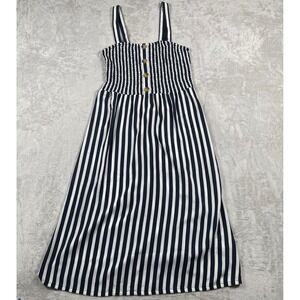 Esmara Women Navy White Stripe Smocked Bodice Maxi Dress Size 10